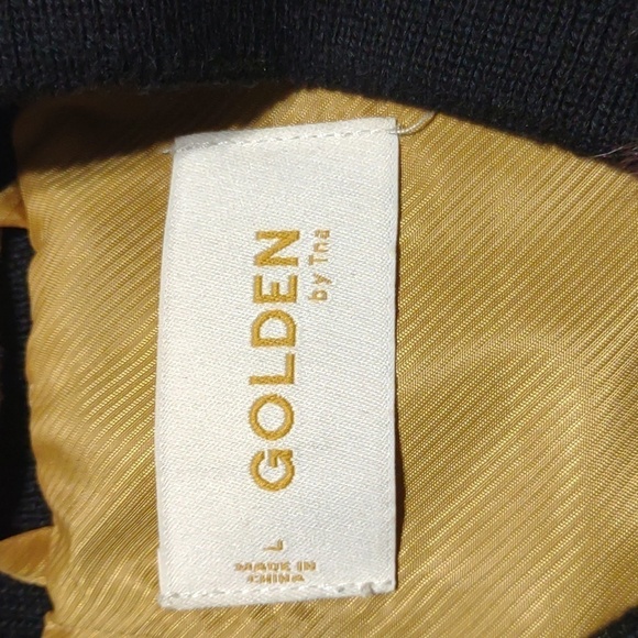 Aritzia Bomber Jacket Golden TNA Mahoney Faux Fur Leopard Print Size Large - Picture 10 of 13